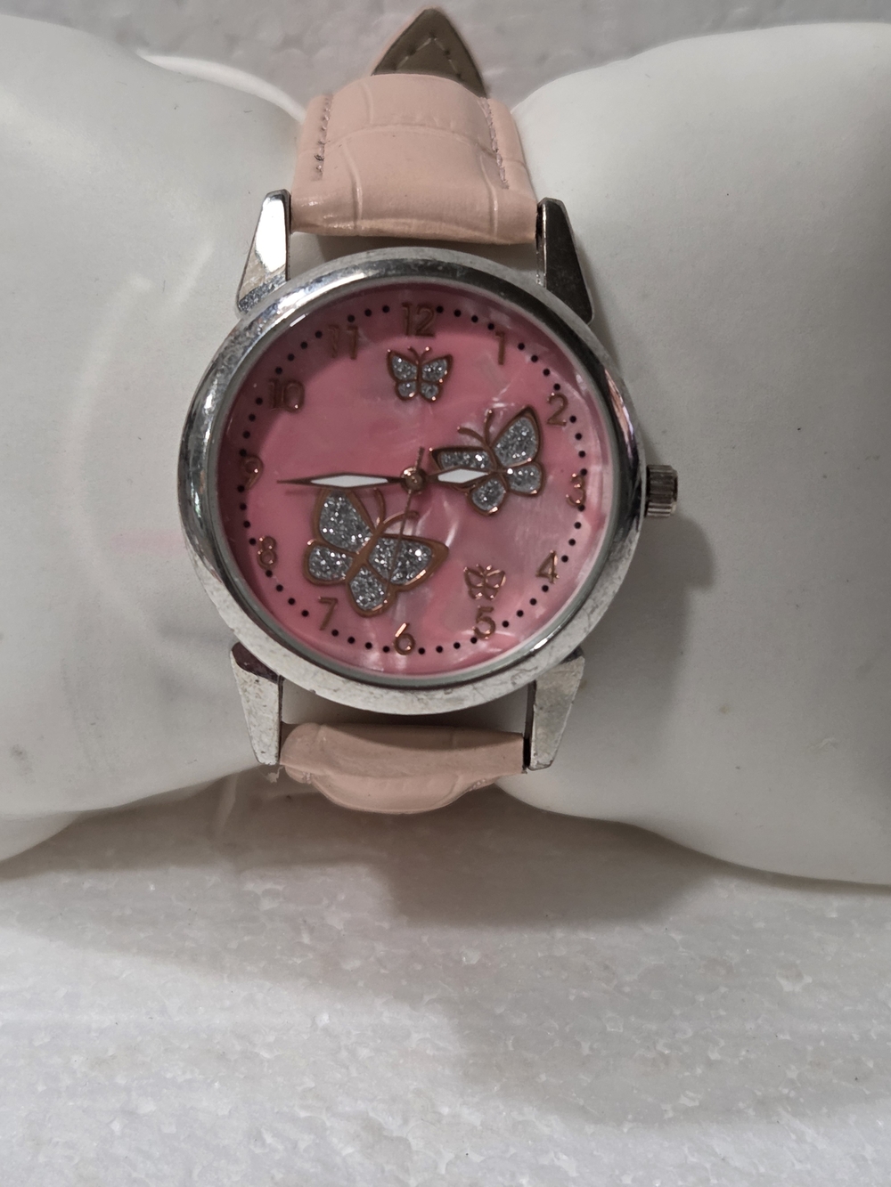 Pink Butterfly Glitter Dial Women's Watch - Unbranded